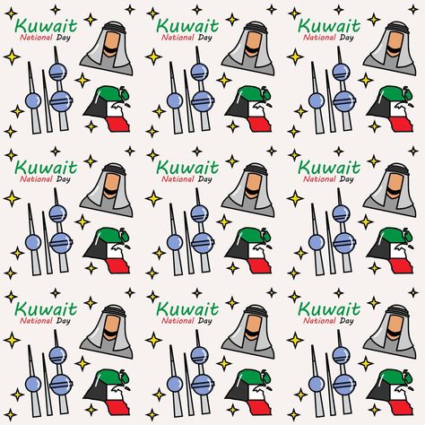 Kuwait National Day, National Day, Kuwait, Seamless Patterns, Pattern Design, Vector Free, Free Design, Doodles, Textiles