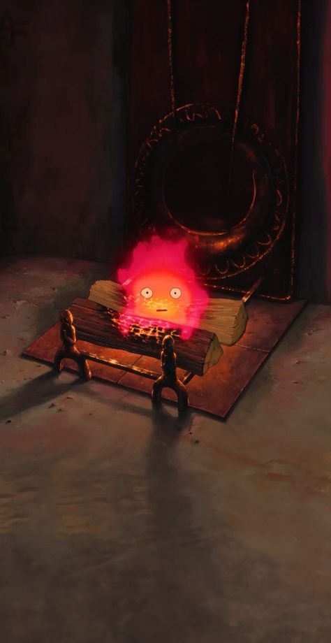 Hotels Moving Castle Wallpaper, Calcifer Wallpaper Aesthetic, Calcifer Wallpaper Iphone, Howls Moving Castle Lockscreen, Ghibli Art Wallpaper, Calcifer Wallpaper, Cute Calcifer, Howl's Moving Castle Calcifer, Howls Moving Castle Wallpaper