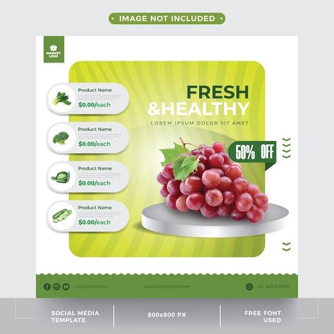 Grocery Store Instagram Feed, Grocery Store Poster Design, Grocery Store Social Media, Fruit Grocery, Grocery Store Ads, Cool Poster Designs, Fruit Store, Banner Sample, Medical Website Design