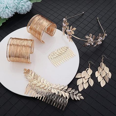 IRONBOX Greek Goddess Costume Accessories Set for Women Costume Jewlery Greek Gown, Goddess Party Theme, Goddess Costume Accessories, Greek Goddess Jewelry, Grecian Goddess Costume, Greek Accessories, Greek Party, Goddess Party, Gold Leaf Crown