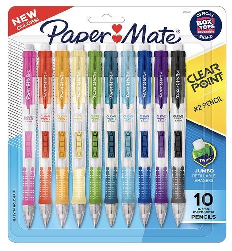 Paper Mate Clearpoint Pencils, HB 2 Lead (0.7mm), Assorted Barrel Colors, 10 Count Paper Mate Pencils, Mechanical Pencils Papermate, Broken Pencil, Drafting Drawing, Led Pencils, School Pencils, Easy Writing, Paper Mate, Gel Ink Pens