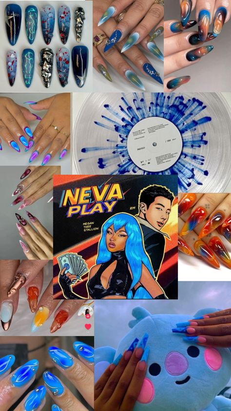 Megan Thee Stallion and RM Inspo nails set Megan Thee Stallion Nails, Play Nails, Nails Set, Megan Thee Stallion, Nails Inspo, Nail Inspo, Nail Art, Collage, Nails