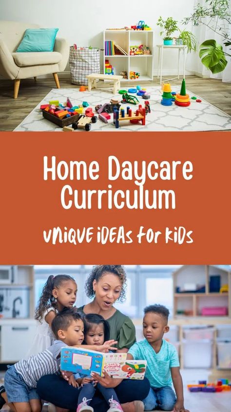 These ideas for Home Daycare Curriculum for Preschool are just what you need to nurture creativity and learning while still letting kids have fun. Home Daycare Curriculum, Daycare Activity Ideas, Home Daycare Setup Ideas, Home Daycare Setup, In Home Daycare Ideas, Dayhome Ideas, Curriculum For Preschool, Montessori Daycare, Daycare Setup