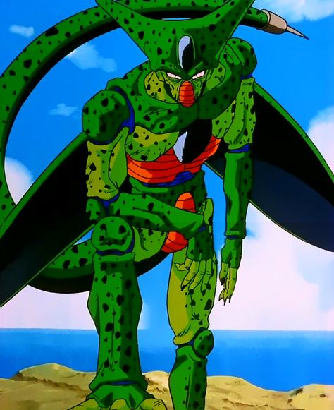 "Ahhhhhhh, I have sniffed the bouquet and now it is time to drink..." Dbz Pictures, Cell Dragon Ball, Imperfect Cell, Cell Dbz, Dragon Z, Perfect Cell, Z Wallpaper, Dbz Characters, Evil Villains