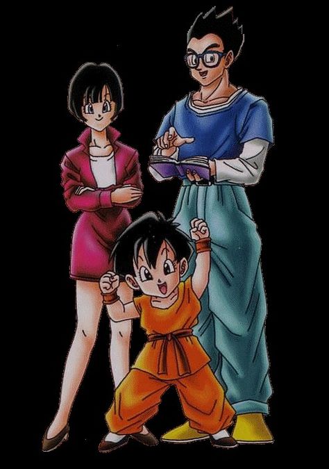 GOHAN,VIDEL Y PAN Gohan Videl, Videl Dbz, Cartoons Group, Vegeta And Bulma, Dbz Characters, Popular Manga, Sunset Shimmer, Dragon Balls, Dragon Ball Super Manga