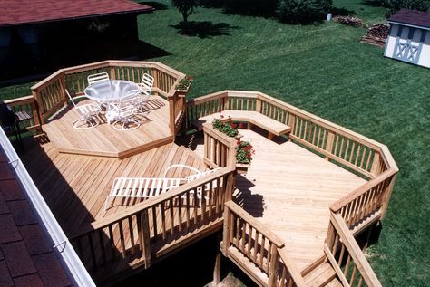 Multi Level Deck, Tiered Deck, Backyard Layout, Patio Layout, Hot Tub Deck, Backyard Design Layout, Wooden Deck, Deck Designs Backyard, Small Deck