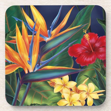 Metal Bird Wall Art, Fiesta Tropical, Hawaiian Tattoo, Tropical Botanical, Floral Tiles, Floral Poster, Diy Frames, Most Beautiful Flowers, Botanical Painting