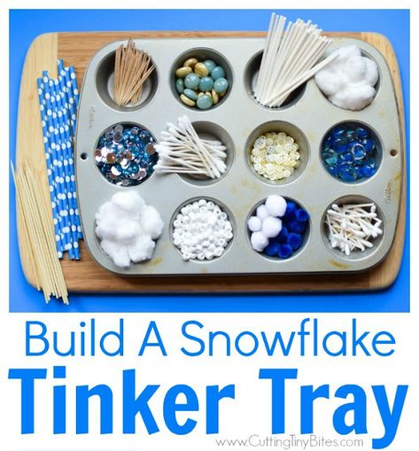 Build A Snowflake, Winter Stem Activities, Winter Stem, Tinker Tray, Snowflake Bentley, Easy Winter Crafts, Radial Symmetry, Activity For Preschoolers, Winter Activities Preschool