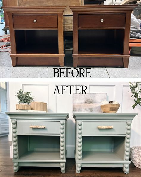 The littlest of changes makes the biggest improvements! ❤️ #furnituremakeovers #furnitureflipping #nightstandmakeover #refurbishednightstands #modernmakeover #diyhomedecor #furniturebeforeandafters Repurposed Nightstand Ideas, Recycling Furniture, Furniture Refurbishing, Diy Furniture Restoration, Furniture Makeover Inspiration, Diy Furniture Building, Nightstand Makeover, Diy Furniture Flip, Furniture Remodeling