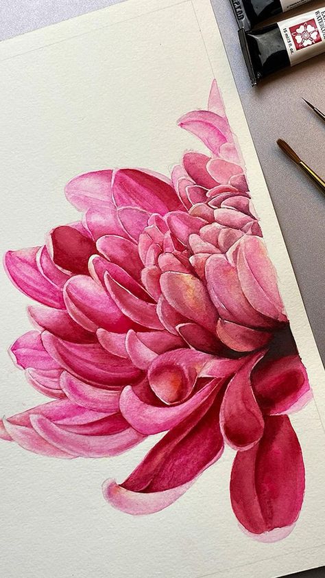 Painting Flowers Tutorial, Peony Art, Watercolor Flowers Tutorial, Watercolor Lessons, Diy Watercolor Painting, Watercolor Flower Art, Watercolor Painting Techniques, Art Painting Gallery, Painting Art Lesson