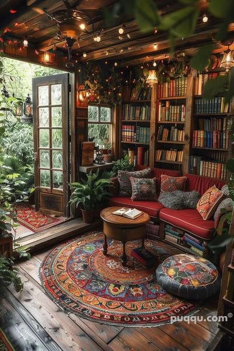 Whimsical Cottage Living Room, Cottagecore Design Ideas, Working Table Aesthetic, Future House Aesthetic Interior, Library Room Apartment, Fairytale Cottage Decor, Magic Interior Design, Maximalist Home Interior, Moody Whimsical Interior