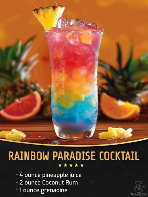 Chef Michael D. Symon 🍝 | Rainbow Paradise Cocktail | Facebook Paradise Cocktail, Rainbow Cocktail, Boat Drinks, Bartender Drinks Recipes, Bartender Drinks, Malibu Coconut, Yummy Alcoholic Drinks, Colorful Cocktails, Food Appetizers