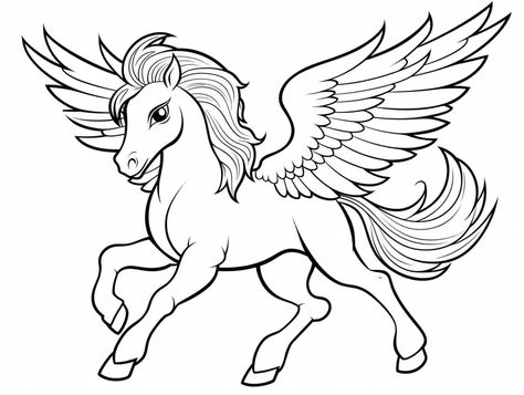 illustration of Enchanting pegasus coloring page Unicorn Pictures To Color, Stallion Horses, Unicorn Drawing, House Colouring Pages, Unicorn Coloring, Kids Ride On Toys, Unicorn Pictures, Horse Coloring Pages, Unicorn Colors