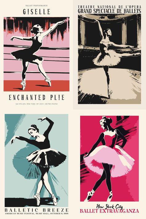 Ballet Dance Moves, Ballet Wall Art, Ballet Wallpaper, Ballet Illustration, Dance Studio Decor, Ballerina Wall Art, Ballet Posters, Bag Illustration, Ballet Art