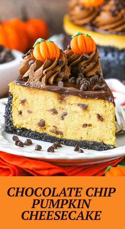 Snap Peas And Carrots, Fun Thanksgiving Desserts, Peas And Carrots, Pumpkin Cheesecake Recipes, Thanksgiving Desserts Easy, Chocolate Chip Cheesecake, Chocolate Crust, Colorful Vegetables, Desserts For A Crowd