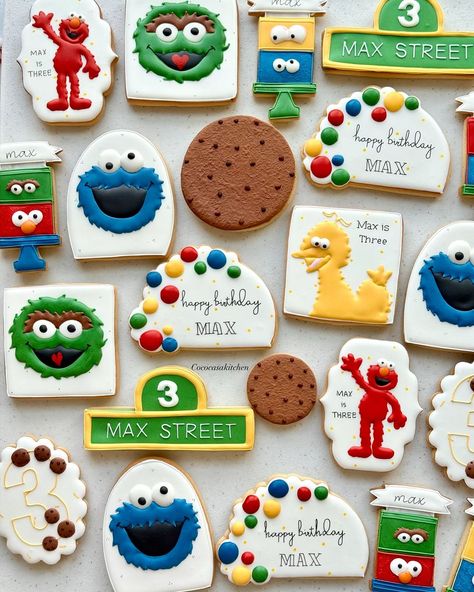 Cococasa Kitchen | Some SESAME STREET cuties for y’all 🍪 And so much color! I’m here for all of it❤️🧡💛💚🩵 . . . ——————————- Link in bio for… | Instagram Sesame Street Cookies Decorated, Sesame Street 2nd Birthday Boy, Sesame Street Birthday Party Ideas Food, Sesame Street 2nd Birthday, Sesame Street Birthday Party Ideas, Bio For Instagram, Elmo Cookies, Sesame Street Cookies, Sesame Street Birthday Party