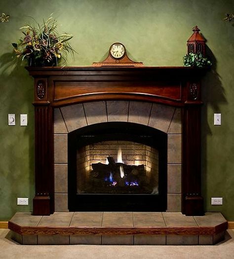 Fireplace Trim Ideas, Mahogany Fireplace, Best Fireplace, Fireplace Trim, Farmhouse Fireplace Decor, River Rock Fireplaces, Fireplace Living Room, Fireplace Frame, Wood Mantel