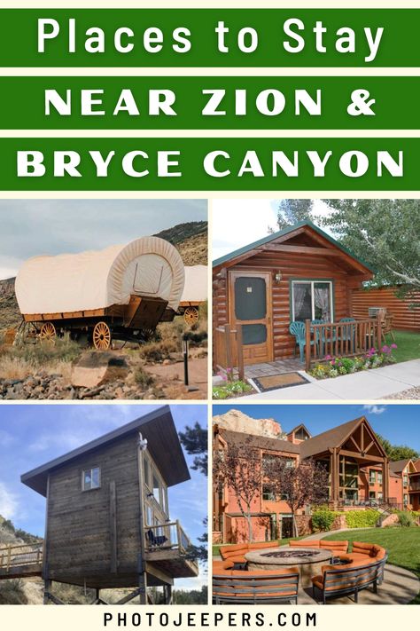 There are all types places to stay near Zion and Bryce Canyon National Parks: lodges, hotels, campgrounds, glamping, vacation rentals, and more! Use this Zion National Park travel guide to find the best lodging option for your budget and travel style. There are options for staying at Zion, Bryce Canyon, and the towns located between the two parks Grand Canyon Bryce Zion, Zion And Bryce Canyon Itinerary, Best Hikes In Bryce Canyon National Park, Bryce Canyon National Park Map, Bryce Canyon Hikes, Zion Canyon, National Park Travel, Bryce Canyon National Park, Bryce Canyon