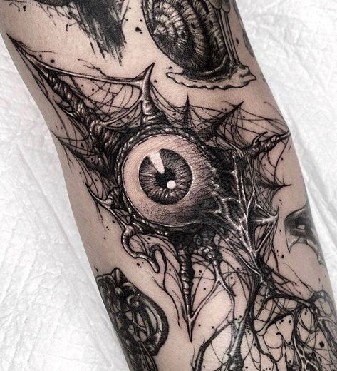 Creepy Eye Tattoo, Armpit Tattoo, Satanic Tattoos, Eyeball Tattoo, Monster Tattoo, Rose Tattoos For Men, Evil Tattoos, Blackwork Tattoos, Wicked Tattoos