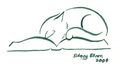 Cat sleeping on book doodle, from deviantart Cat On Book, Cat Silhouette Tattoos, Silhouette Chat, Cat Tat, Silhouette Tattoos, Tattoo Cat, Minimalist Drawing, Book Tattoo, Cat Books