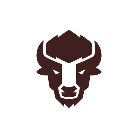 Simple Minimal Bison Head Logo Design Bison Logo Design, Buffalo Logo Design, Bison Tattoo, Head Logo Design, Bison Head, Buffalo Design, Bird Silhouette Art, Bison Logo, Buffalo Painting