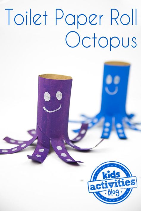 Easy Octopus Craft Made from Toilet Paper Rolls | Kids Activities Blog Sensory Gym, Sea Animal Crafts, Toilet Paper Roll Craft, Octopus Crafts, Abc Crafts, Roll Craft, Preschool Play, Toilet Roll Craft, Ocean Kids