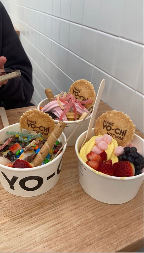 Yochi Yogurt, Yo Chi, Aesthetic Yogurt, Yogurt With Fruit Aesthetic, Yogurt Fruit Bowl Aesthetic, Healthy Yogurt Bowls Aesthetic, Frozen Yogurt Aesthetic, Frozen Yoghurt Aesthetic, Yochi Frozen Yogurt Aesthetic