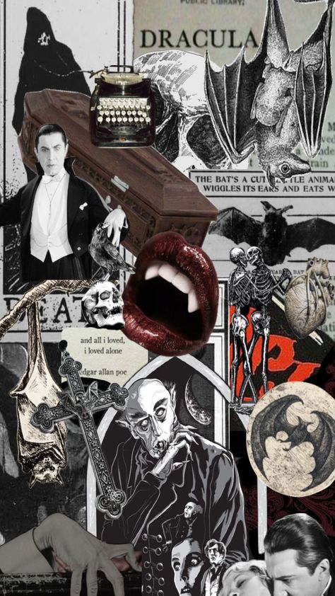 #gothichorror #nosferatu #dracula #edgarallanpoe Dracula Aesthetic, Nail Art Disney, Drinks Design, Gothic Horror, Edgar Allan Poe, Aesthetic Collage, Aesthetic Backgrounds, Dracula, Bat