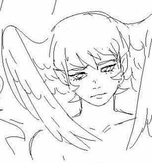 Angel Wings Covering Face, Wings On Head Reference, Winged Person Drawing Reference, Angle Halo Drawing, Ear Wings Drawing, Wings Covering Face, Wings Over Eyes, Art Reference Wings, Wings On Head Drawing