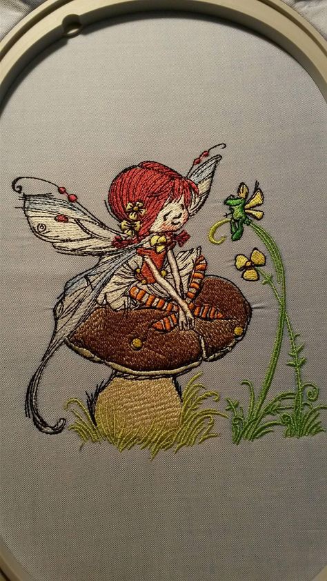 Fairy Embroidery Patterns, Newborn Room Decoration, Fairytale Embroidery, Embroidery Fairy, Fairies Embroidery Designs, Fairy Embroidery, Embroidered Fairy, Transparent Wings, Modern Fairy