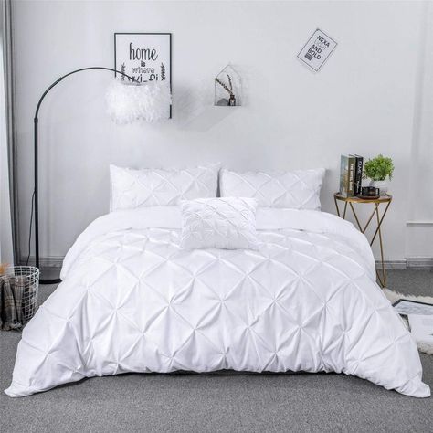 Noah's Linen PinTuck Luxury Duvet Cover Bedding Bed Set Pillow Cases & 1 Free Cushion Cover 200 Threads Count 100 % Cotton (White, King). Pintuck Bedding, Pintuck Duvet Cover, Luxury Duvet Cover, Double Bedding Sets, Luxury Duvet Covers, White Linen Bedding, Bed Set, Luxury Linen, Duvet Sets