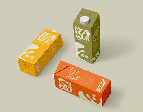 A milk carton packaging design for a dairy-free alternative brand. Check out more on my Instagram @graphicsbyleahb (mockup linked in my IG post) Milk Carton Design Packaging, Soy Milk Packaging Design, Dairy Packaging Design, Milk Design Packaging, Vegan Packaging Design, Milk Logo Design, Carton Packaging Design, Milk Carton Packaging, Simple Packaging Design