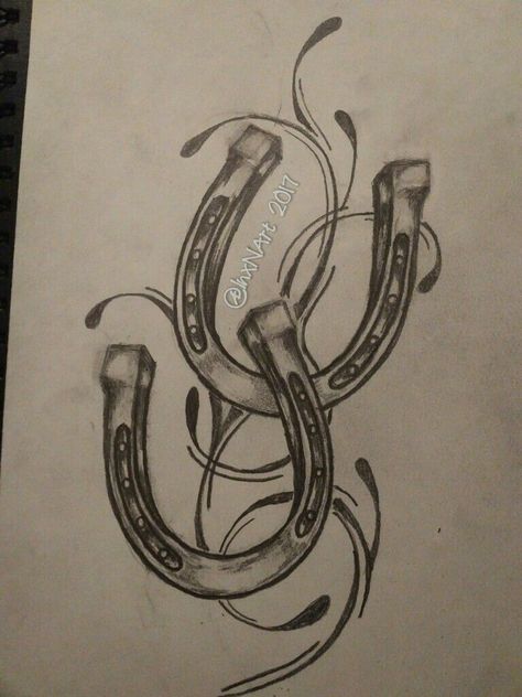 Horse Shoe Sketch, Horseshoe Tattoos For Women, Horseshoe Drawings, Horseshoe Art Drawing, Horseshoe Sketch, Double Horseshoe Tattoo, Horse Shoes Tattoo, Horseshoes Tattoo, Horseshoe Drawing