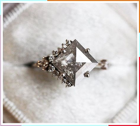 A love to last forever - Amazon's wedding ring sets. Grey Diamond Engagement Ring, Pepper Diamond Engagement Ring, Square Diamond Rings, Pepper Diamond Ring, Salt Pepper Diamond, The Bling Ring, Future Engagement Rings, Modern Engagement Rings, Dream Engagement Rings