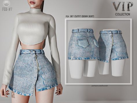 The Sims 4 Jeans, Outfit Denim Skirt, Sky Outfit, Sims 4 Tsr, Outfit Denim, Sims 4 Cc Shoes, The Sims 4 Packs, Sims 4 Teen, Sims 4 Dresses