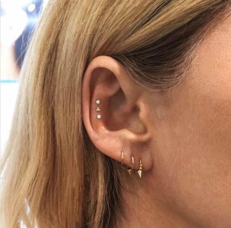 Curated Ears, Pretty Piercings, Ear Curation, Unique Ear Piercings, Ear Peircings, Helix Piercings, Cool Ear Piercings, Cartilage Jewelry, Maria Tash