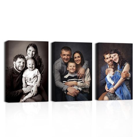 PRICES MAY VARY. 3 Piece Custom Canvas Prints: Custom canvas photos can help you record the most precious memories in your life, suitable for family , wedding, pet, graduation, vacation, baby, etc. which will be unique artwork. Difference Between FRAME and NO FRAME FRAME--- Ready to Hang: Personalized photo already stretched on the solid frames, there are 3 panels in total. A metal hook is attached to the back of each panel, very easy to hang and decorate your wall. NO FRAME --- Only Canvas: No Canvas Picture Wall Ideas, Canvas Photo Frame, Canvas Photos, Photo Wall Hanging, Family Photo Wall, Canvas Collage, Picture Wall Art, Custom Canvas Prints, Canvas Photo Prints