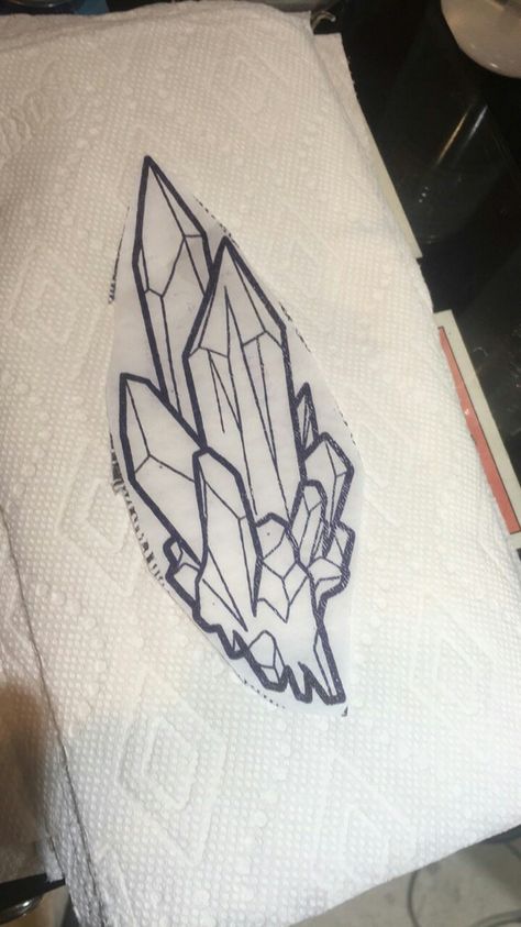 Crystal tattoo Crystal Tatoos Ideas, Crystal Tattoo Ideas Simple, Kyber Crystal Tattoo, Crystals Tattoo Ideas, Crystal Tattoos, Kyber Crystal, Crystal Tattoo, Ribcage Tattoo, Patchwork Tattoo