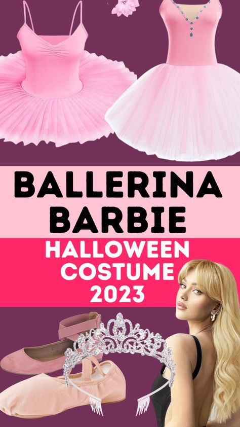 Ballerina Barbie Costume, Barbies Costumes, Barbie Halloween Costume For Women, Different Barbies Costumes, Barbie Costume Ideas, Halloween Ideas Costumes, Halloween Costume 2023, Ballerina Halloween Costume, Barbie Ballerina