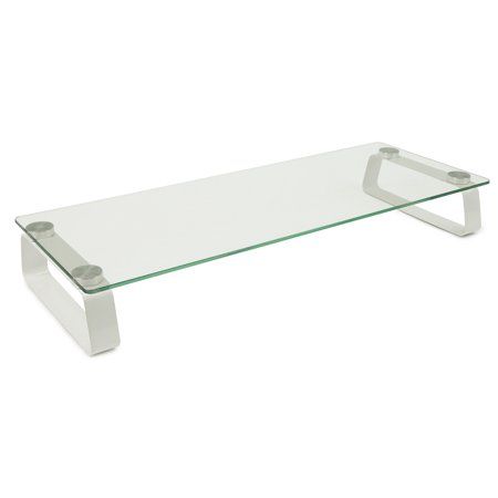 Desktop Shelf, Monitor Riser, Computer Stand, Glass And Aluminium, Desktop Stand, Wall Desk, Monitor Stand, Laptop Keyboard, Laptop Stand