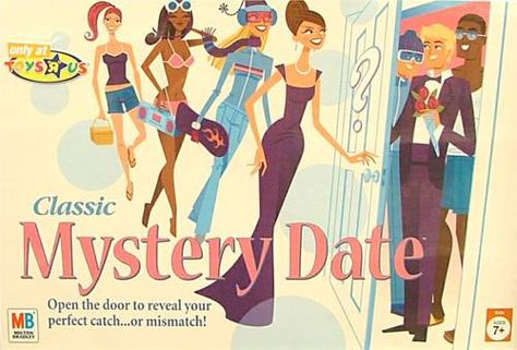 Mystery date game 70's Cool Board Games, Mystery Date Game, Mystery Date, Nerdy Guys, Childhood Memories 70s, Dream Date, One Of The Guys, Milton Bradley, Thanks For The Memories