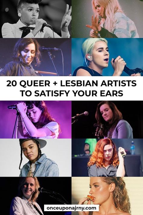 Are you starting to get bored by your own Spotify playlists or are you struggling to find some new music? Well, in that case, you’ve come to the right place | Lesbian artists | wlw | Lesbian musician | Lesbian singers | Gay female singers | Lesbian music artist | Lesbian country singers | Hayley Kiyoko | Kehlani | Melissa Etheridge | girl in red | King Princess | Fletcher | Tegan and Sara | Janelle Monáe #lesbianartist Queer Music Artists, Lipstick Lesbian Fashion, Lesbian Playlist, Carlie Hanson, Lesbian Culture, 070 Shake, Queer Femme, Hayley Kiyoko, Melissa Etheridge