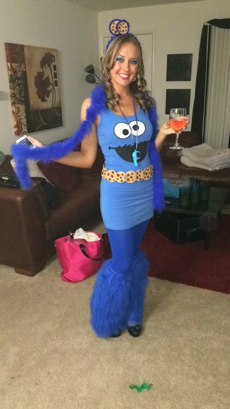 Cookie Monster Costume Cookie Monster Halloween Costume Couple, Cookie Monster Costume Women, Cookie Monster Costume Diy, Cookie Monster Halloween Costume Women, Halloween Costumes Cookie Monster, Cookie Monster Halloween Costume, Monster Costume Diy, Monster Cookies Halloween, Elmo Costume