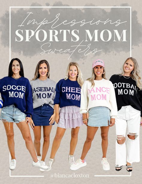 Cheer mom, dance mom, soccer mom, football mom, baseball mom, sweater, kids sports, curvy, plus, Impressions Boutique Pto Mom Outfit, Winter Sports Mom Outfit, Cheer Mom Sweater Ideas, Pom Mom Shirts, Multi Sports Mom Shirts, Mom Barbie, In My Sports Mom Era, Mom Sweaters, Sports Mom Outfit