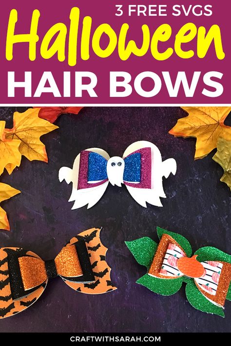 Cricut Archives | Page 2 of 5 | Craft With Sarah Easy Halloween Hair, Spooky Hair, Faux Leather Hair Bows, Diy Projects For Adults, Leather Hair Bows, Pumpkin Hair, Make Hair Bows, Halloween Shadow Box, Bow Designs