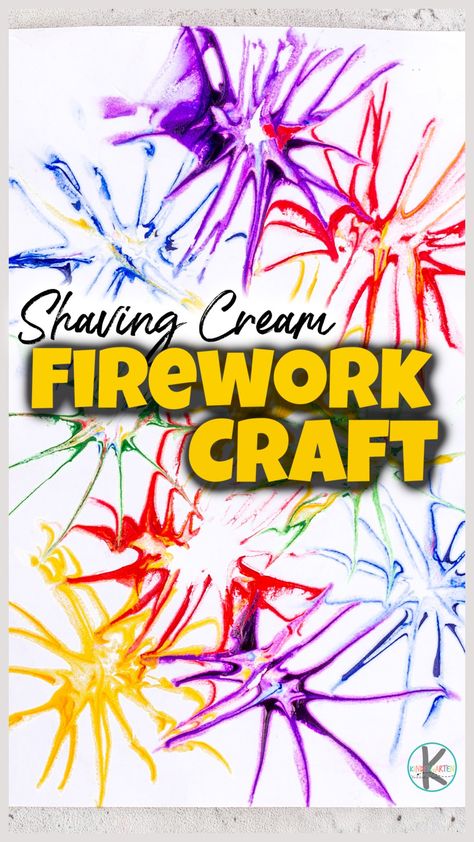 Are you looking for a quick, easy, and FUN Summer fireworks craft? You are going to love this simple shaving cream art project! Make a super cool firework craft using shaving cream and food coloring. This shaving cream craft is perfect for toddler, preschool, pre-k, kindergarten, first grade, and 2nd graders too. With the simple technique, you will not believe what beutiful firewrork craft for summertme you can make! Fireworks Crafts For Preschool, Color Sand Art Projects, Firework Crafts For Toddlers, Shaving Cream Fireworks, Shaving Cream Crafts, Crafts For 2nd Graders, Firework Crafts, Diy Maracas, Fireworks For Kids