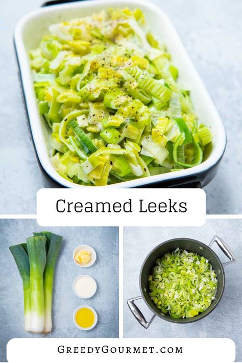 Creamed Leeks Recipe - The perfect vegetarian side dish for a main meal Leeks Side Dish, Leek Recipes Side Dishes, Broad Bean Recipes, Leeks Recipe, Vegetarian Side Dish, Leek Recipes, Creamed Leeks, Asparagus Recipes, Creamy Recipes