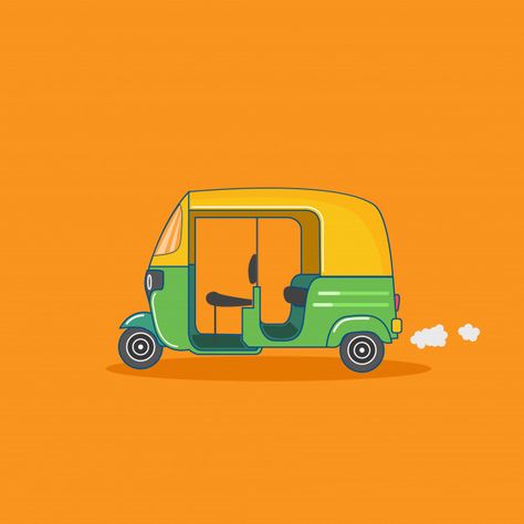 Auto taxi | Premium Vector #Freepik #vector #art #india #indian #transport Indian Illustration, Illustrator Design Tutorial, Car Vector, Truck Art, Free Iphone Wallpaper, Indian Art Paintings, Art Wallpaper Iphone, Yellow And Green, Pics Art