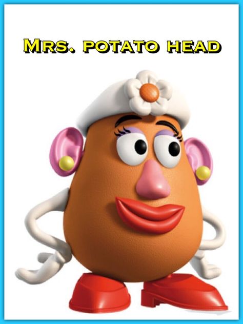 MRS. POTATO HEAD  Mr. Potato Head's wife and female counterpart. Unlike her husband, Mrs. Potato Head is sweet and not hot-headed or impatient. Ms Potato Head, Mrs Potato Head, Mr Potato, Mr Potato Head, Potato Heads, Potato Head, Clay Diy Projects, Daiquiri, Egg Decorating