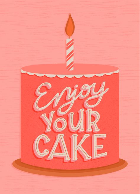 Birthday Cake Graphic Design, Bakery Merchandise, Cake Typography, Bakery Puns, Birthday Graphic Design, Birthday Party Illustration, Happy Birthday Graphic, Birthday Packaging, Card Lettering